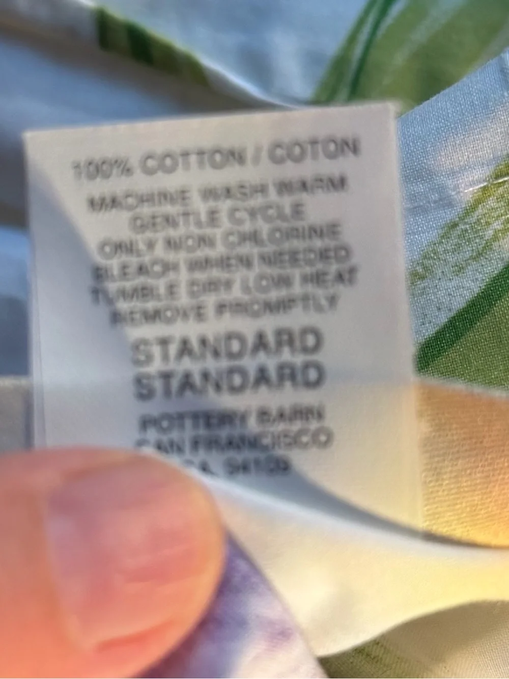 Pottery Barn 100% Cotton White On Floral 2 Standard Pillow Sham.